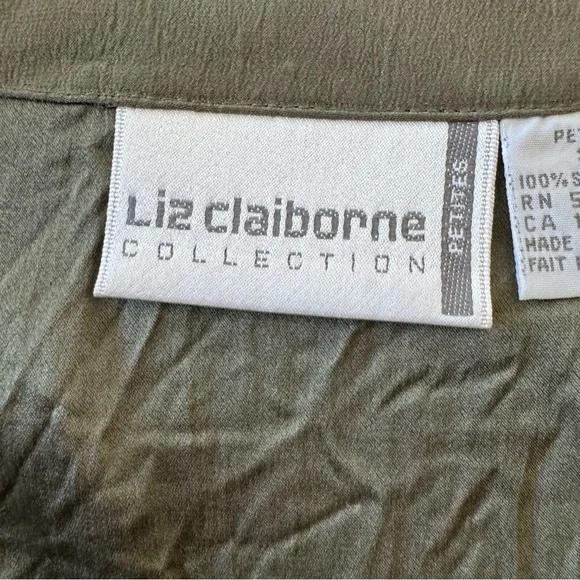 Liz Claiborne 100% Silk Vest Olive Green Marked Size S But Easily Fits Size M - Picture 3 of 6